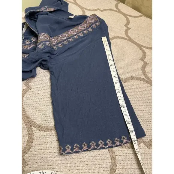 J. Jill Blue Embroidered Kimono Boho Gauze Open Bohemian Viscose, size: One Size - Picture 10 of 11